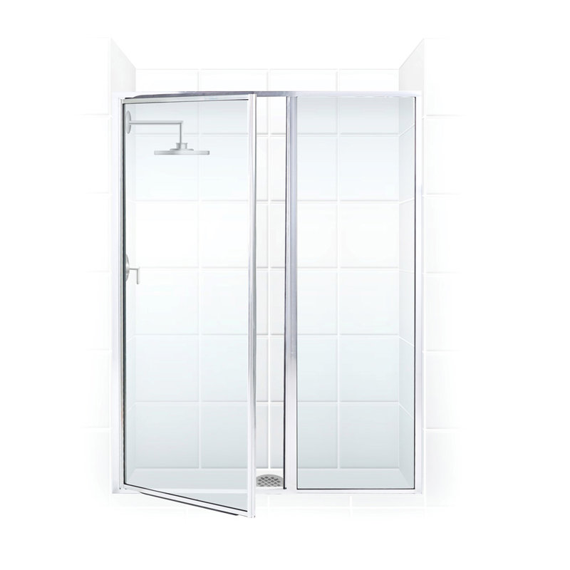 Legend Series 38" x 66" Hinged Framed Shower Door, Clear, Brushed Nickel