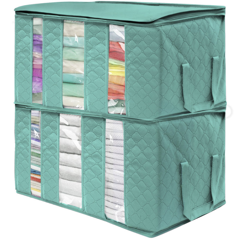 Cube ou bac de rangement en tissu pliable, Bleu sarcelle