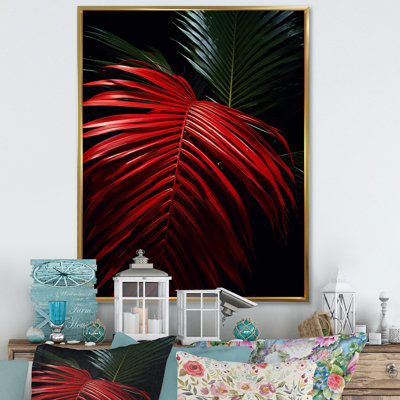 Palmier sur toile, reproduction de photo tropicale rouge - Photo de palmiers rouges