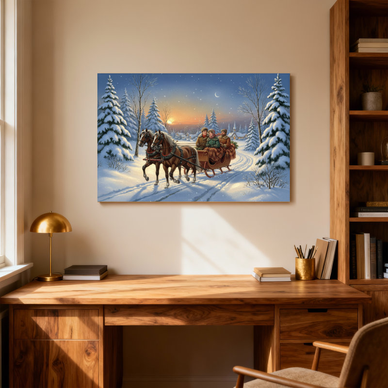 Traîneau de Noël traîneau enneigé en hiver, H 24 po x l 36 po