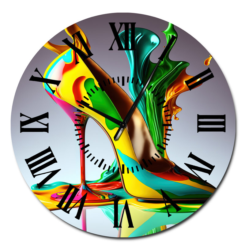 Horloge murale multicolore en verre à talons hauts III - Fashion, Surdimensionné