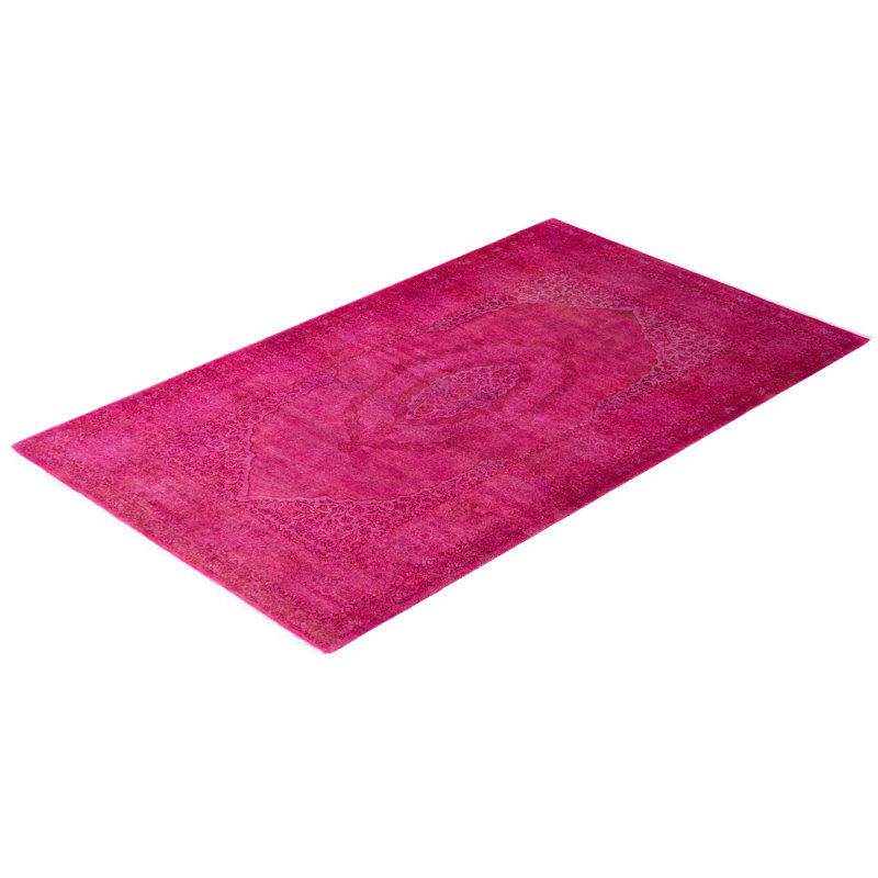 Overdyed Hand-Knotted Wool Modern-Contemporary Pink Area Rug 3' 1" x 5' 3"