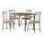 Janice 5 Piece Dining Table Set, Rectangular Top, 4 Chairs, Metal