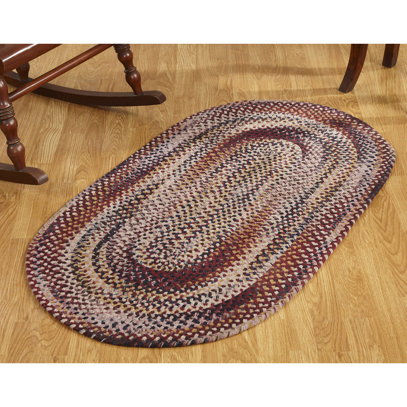 Tapis rouge / beige Emerson, Ovale 8 pi x 10 pi