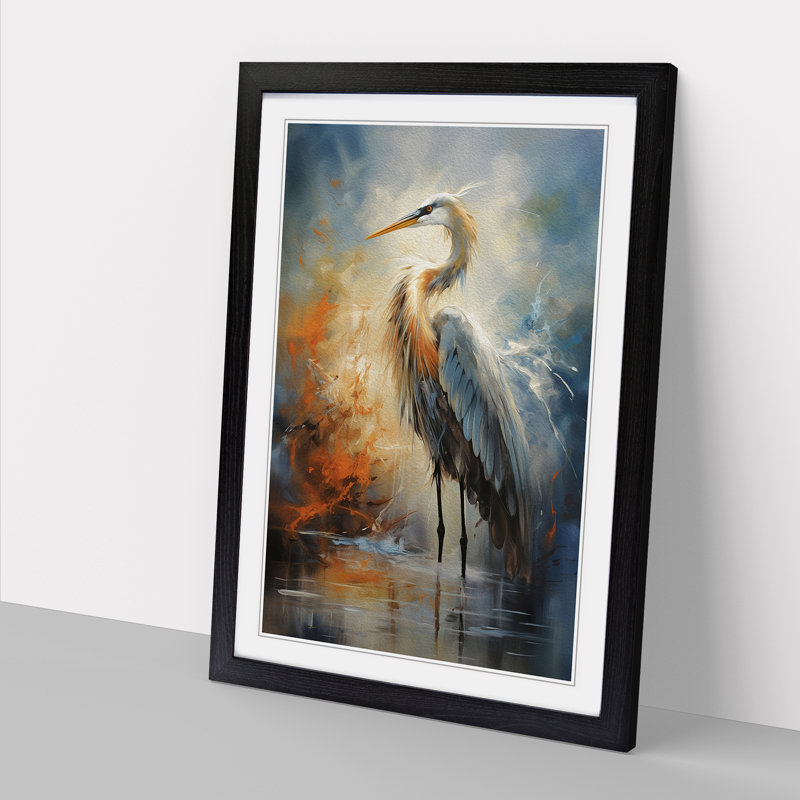 Heron Gestural - Framed Print