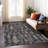 Machine Washable Indoor/Outdoor Christmas Pine Leaves Xhevrie Black Rug-1592406996