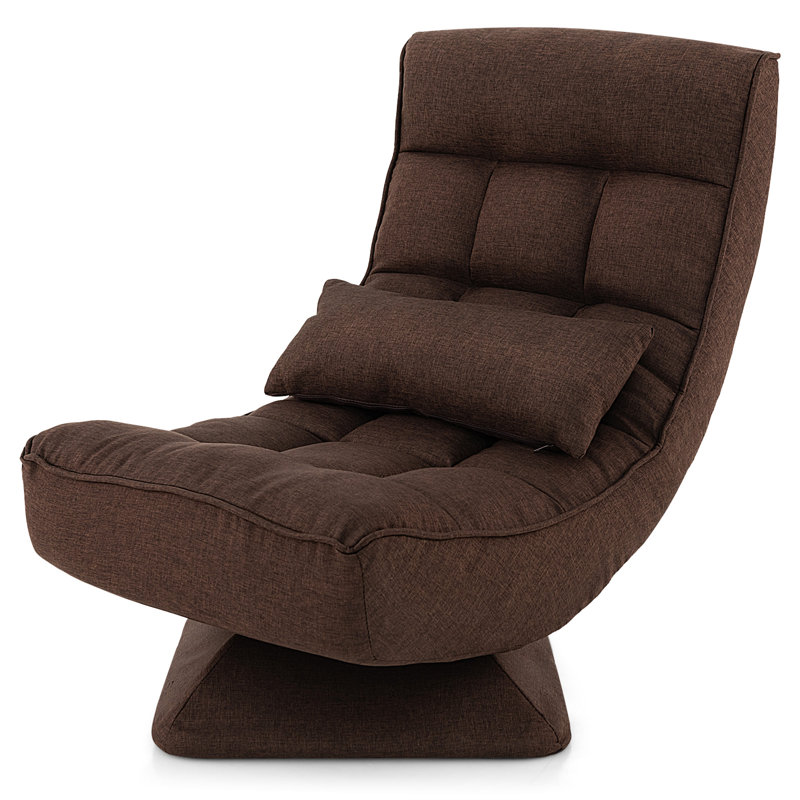 Ebern Designs Reclining Ergonomic Swiveling Floor Game Chair, Brown