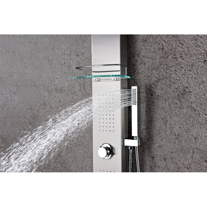 Coastal 44'' Brushed Steel Shower Panel with Rain Shower Head