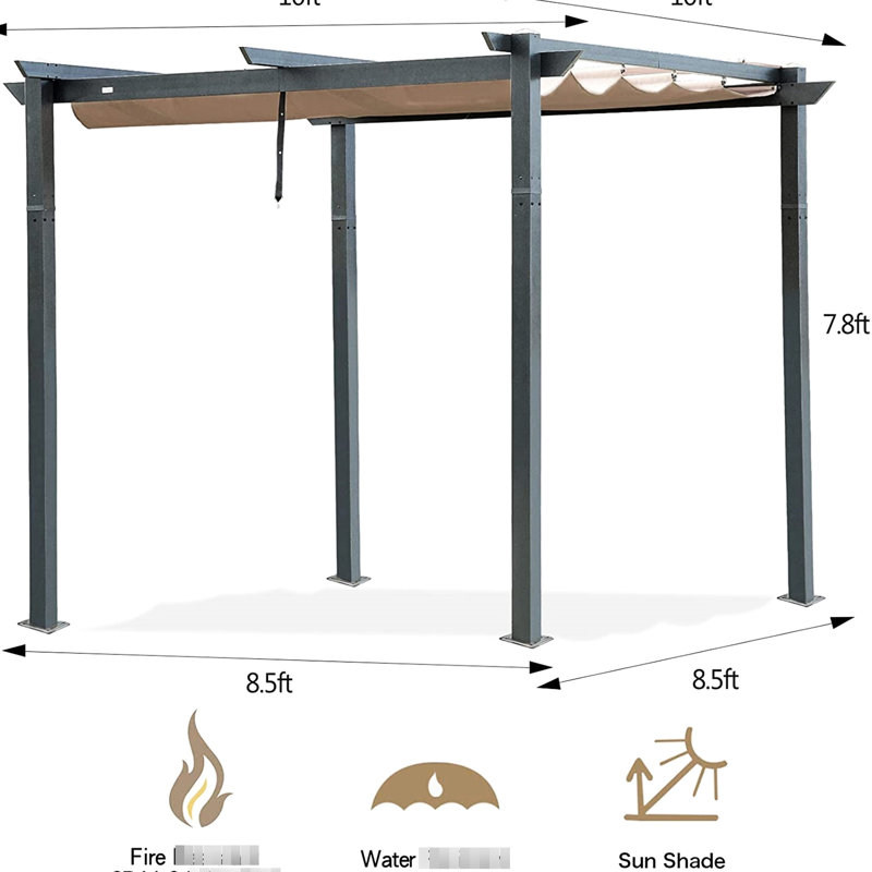 Pergola de jardin d'extérieur avec auvent rétractable