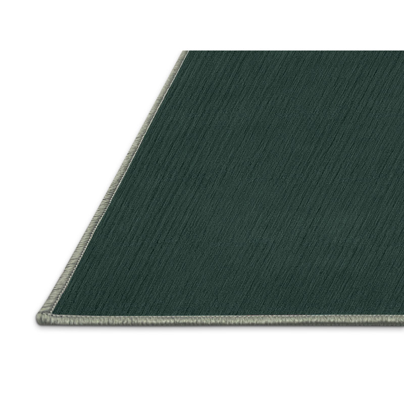 Machine Washable Solid Green Area Rug, Rectangle 2' x 3'