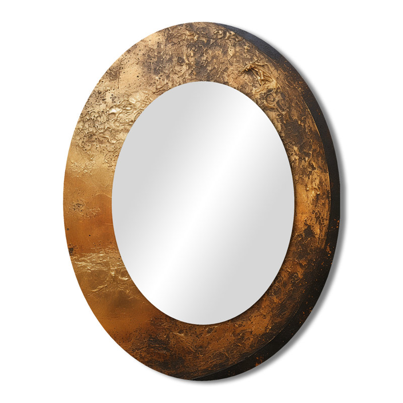 Bronze Moon Beam - Large Wall Mirror On Metal, 43" x 33", Oval