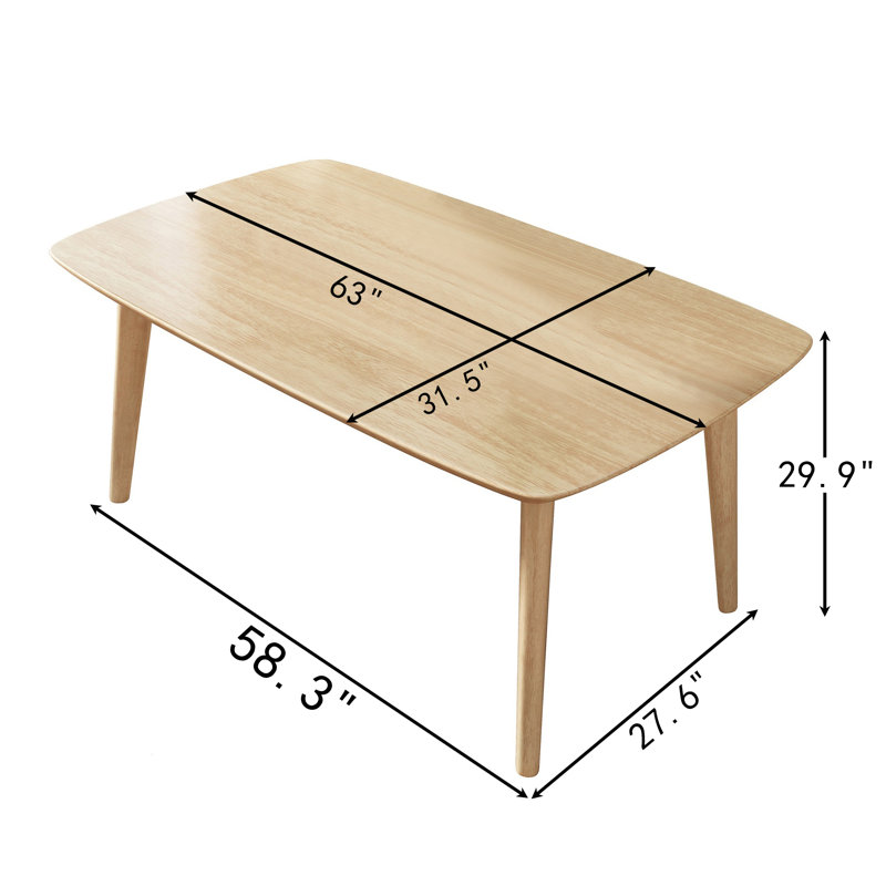 Solid Wood Dining Table Modern Rectangular Restaurant Table, 29.90" H x 63" L x 27.60" W