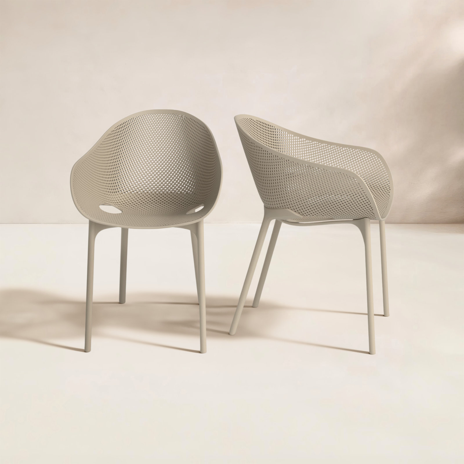 Farrah Stacking Patio Dining Armchair, Taupe
