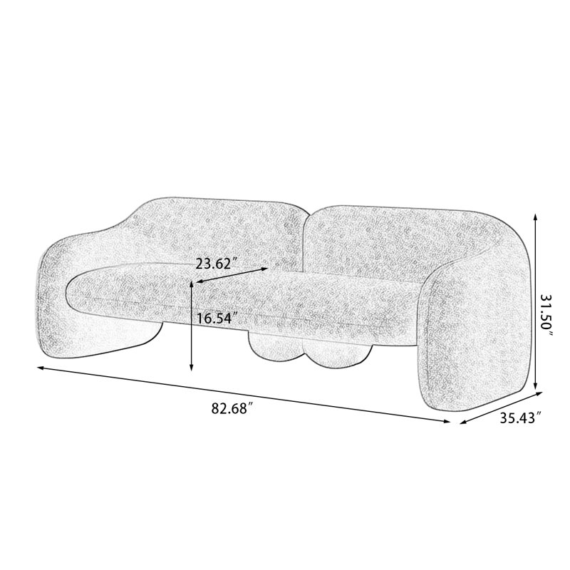 Causeuse-coussin en velours brun, H 31,5 po x l 82,68 po x P 35,43 po