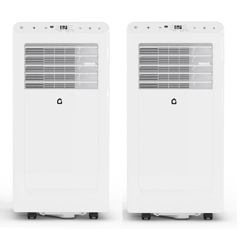 2 climatiseurs portatifs de 8 000 BTU, unité de climatisation 3 en 1 (refroidissement / ventilateur / séchage) pour les pièces de 550 pieds carrés, écran LCD et télécommande, mobilité facile, filtre lavable, blanc