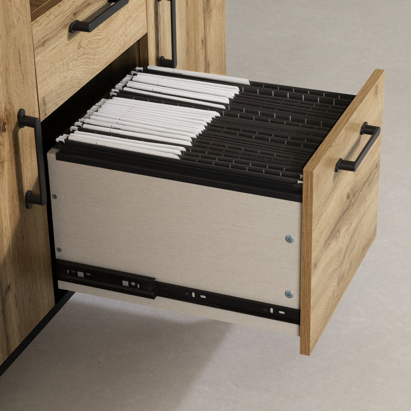 Ezra 29.25" Nordik Oak 2-Door Credenza with Drawers