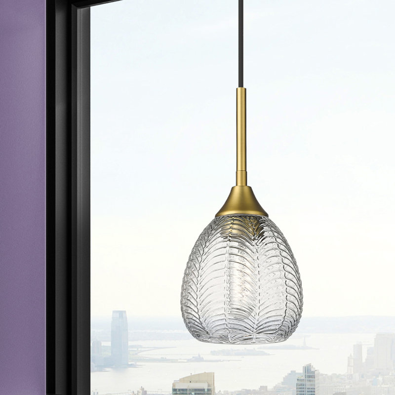 Luminaire suspendu à cordon 1 lumière 6 po Geramy, Laiton brossé