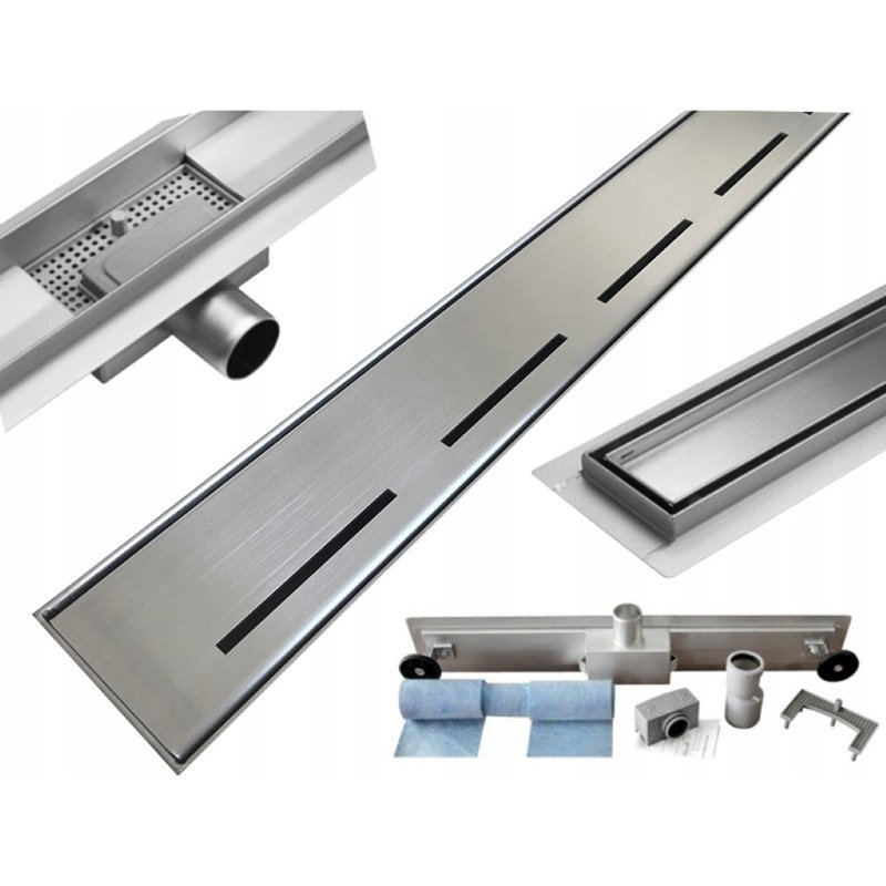 Pinajian Linear Grid Waste Shower Drain, 7cm H x 70cm W x 5cm D