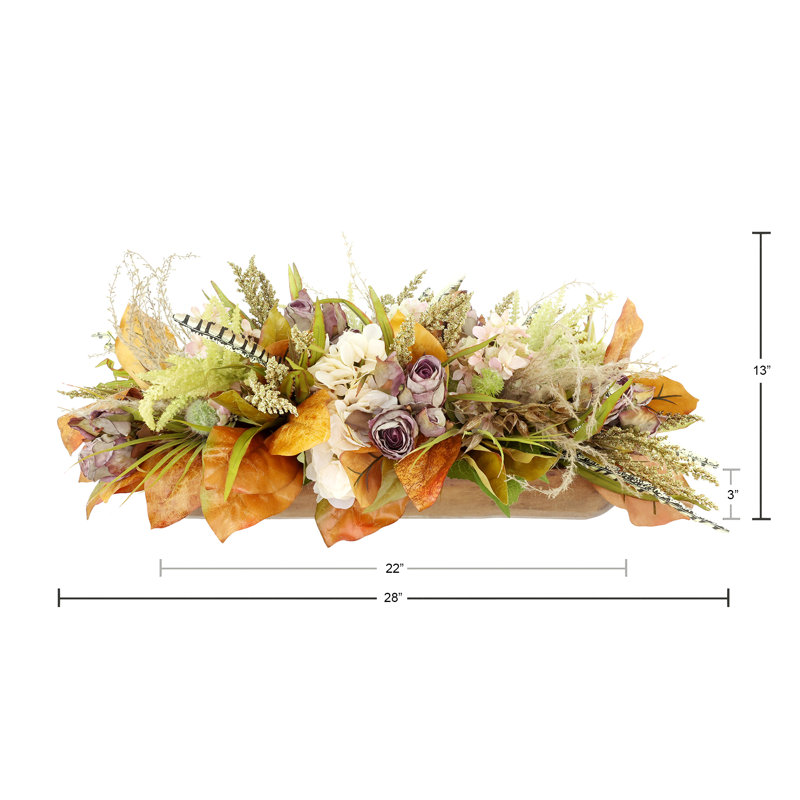 Fall Centerpiece with Hydrangeas, Heather and Roses