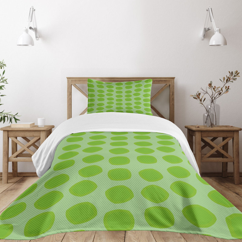 Lime Green Quilted Twin Bedspread Set with Pillow Sham