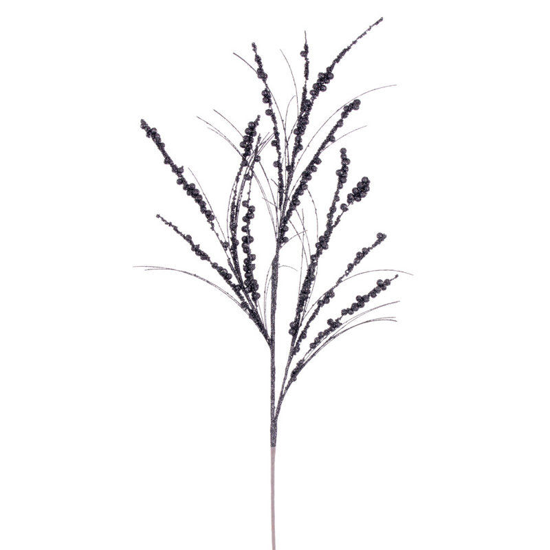 36" Berry Twig Glitter Spray, 6 per bag., Gray