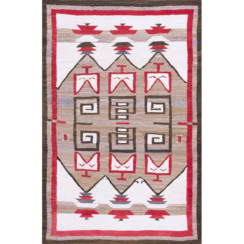 Tapis tissé à plat gris antique en laine amérindienne Navajo