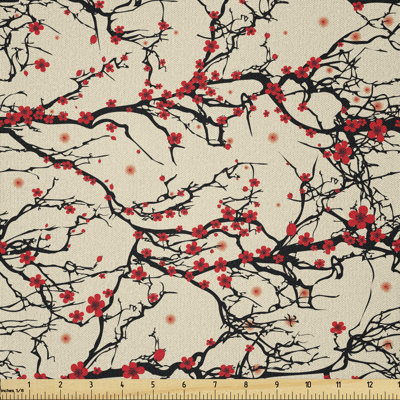 Davidlee Vivid Japanese Garden Tree Branches Multi-Purpose Fabric