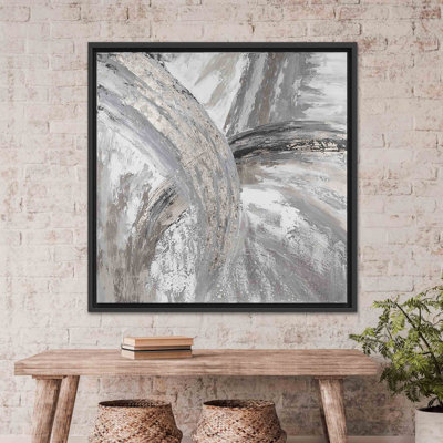 Silver Gray Marble Canvas Wall Art: Modern, Elegant Printed Decor,1P BlackFramedCanvas
