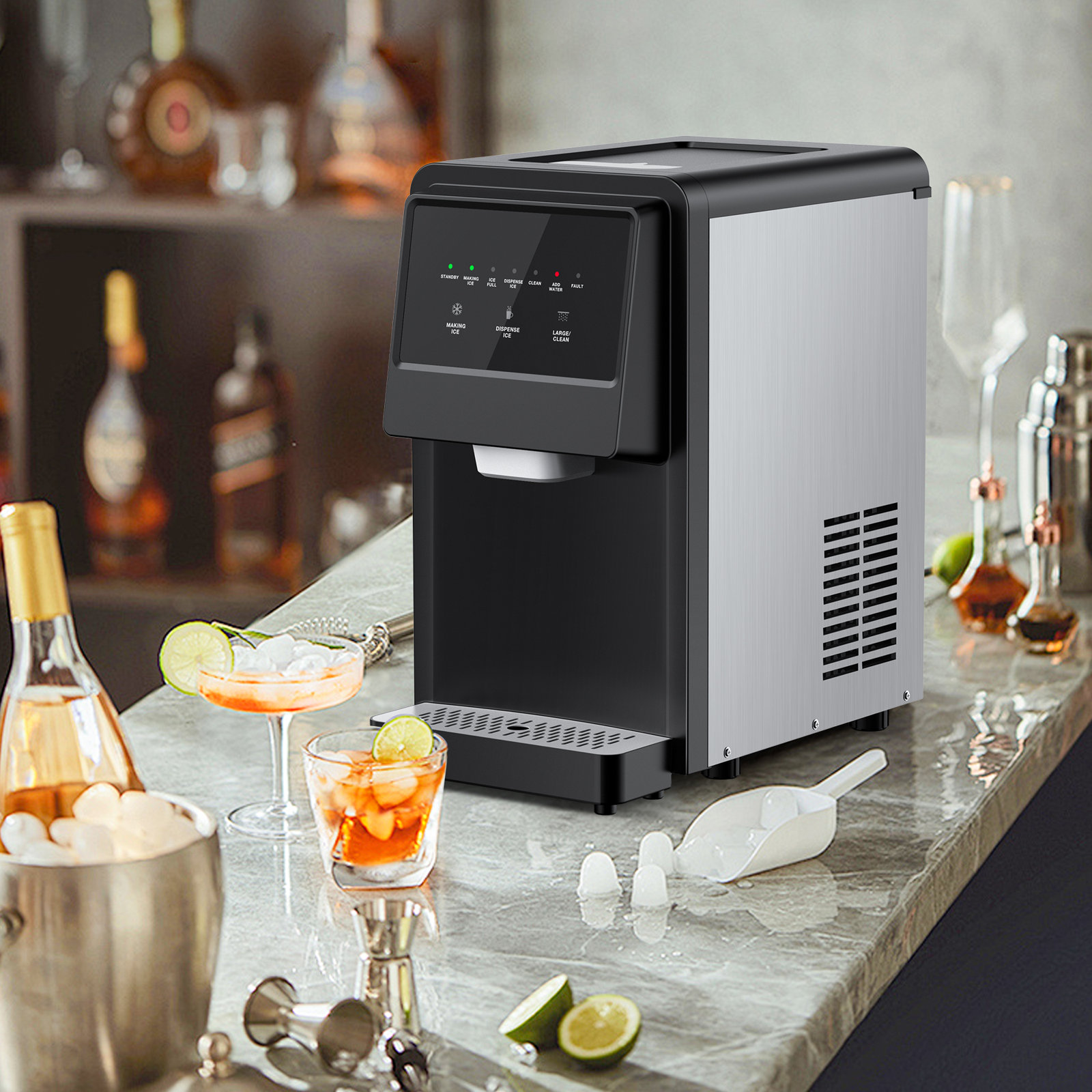 Velivi 70 Lb. Daily Production Nugget Ice Cubes Countertop Ice Machine | Fridge.com