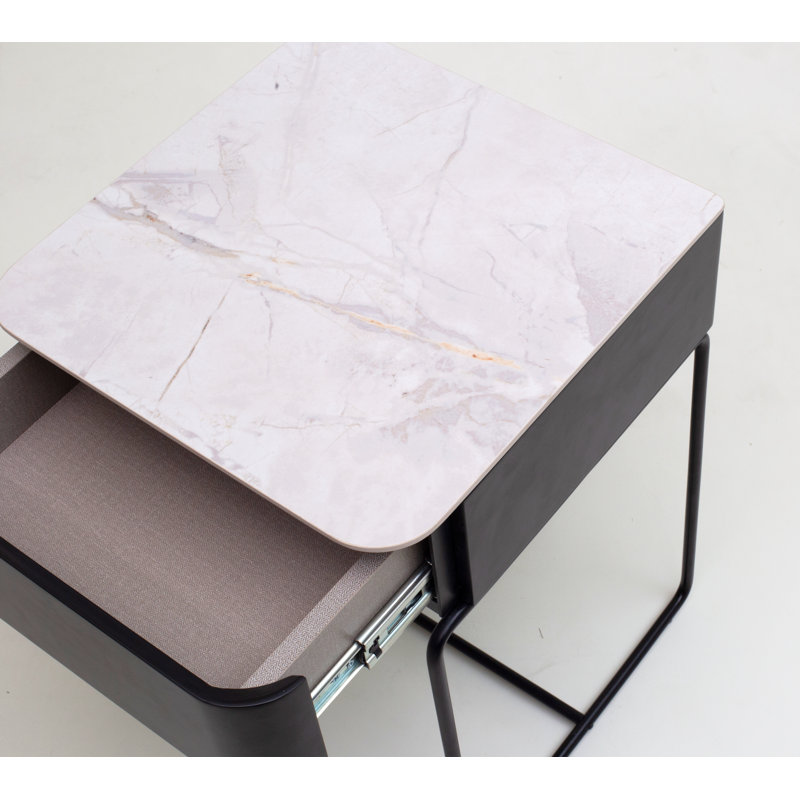 Smithers 40cm W Metal Bedside Table, Black