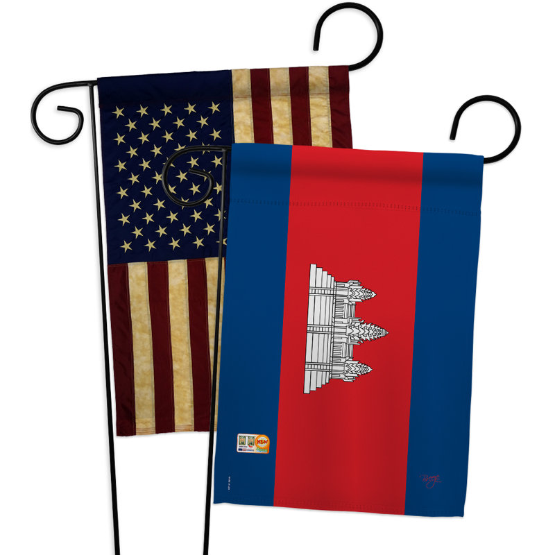 Ensemble de drapeaux décoratifs en polyester 2 faces 19 x 13 po 2 pièces cambodia impressions