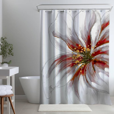 Floral – Polyester Shower Curtain, Dye Sublimation Print, 71" W × 74" L
