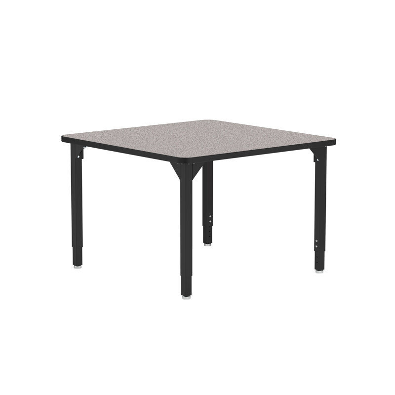 Table d'activité robuste à hauteur ajustable, carré 36 po, noyau en panneau de particules / moulure en T, structure noire