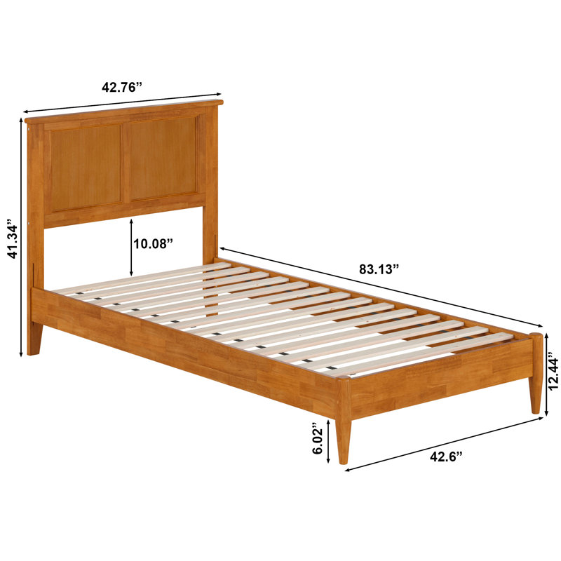 Lit à panneau en bois massif Amandah, Caramel clair, Simple TG