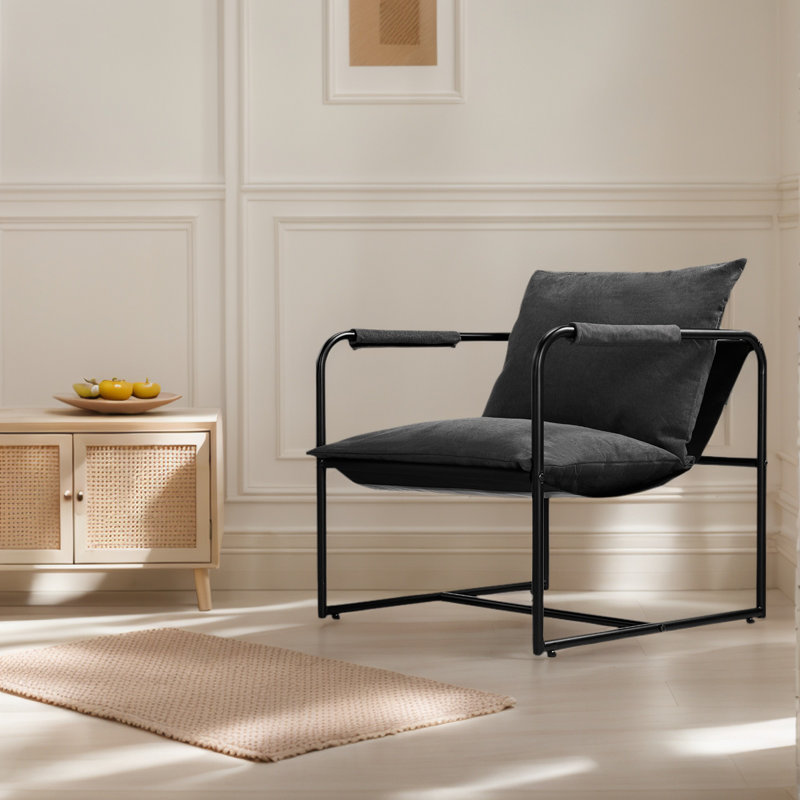 Chaise d'appoint d'extérieur rembourrée en métal Sling, Gris