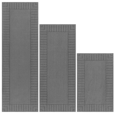 Tapis de cuisine pour plancher, tapis de cuisine antidérapants, tapis de cuisine de ferme lavables, tapis de tapis long et épais, ensemble de 3 pièces (gris)