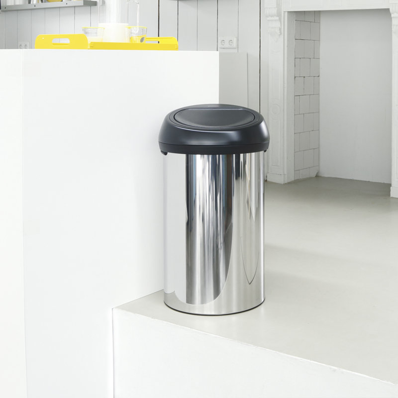 Brabantia 60 Litre Touch Bin, Brilliant Steel/Black
