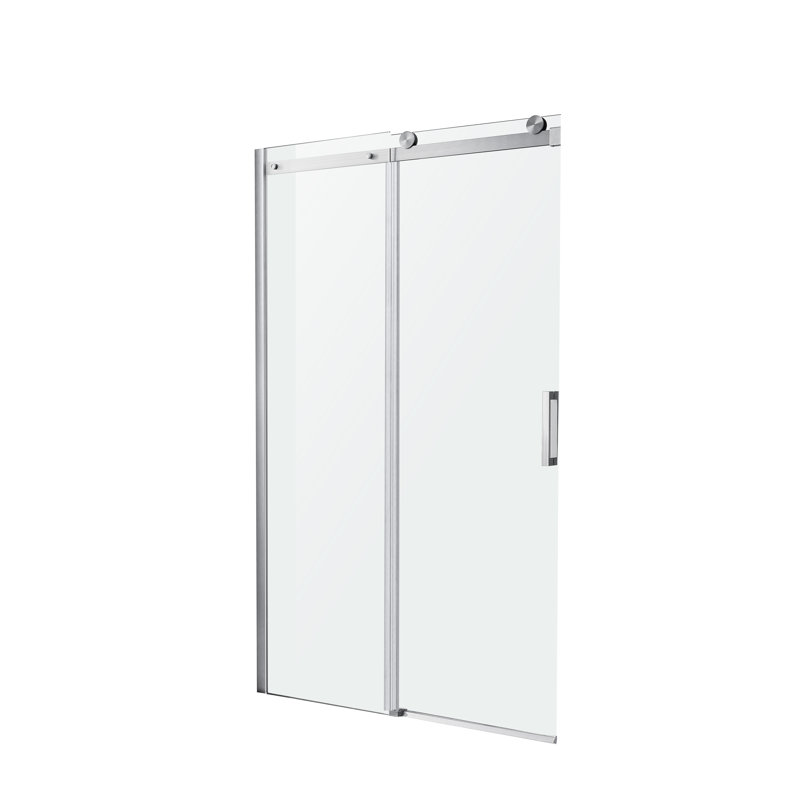 Rhodes 48" W x 76" H Single Sliding Frameless Shower Door, Brushed Nickel