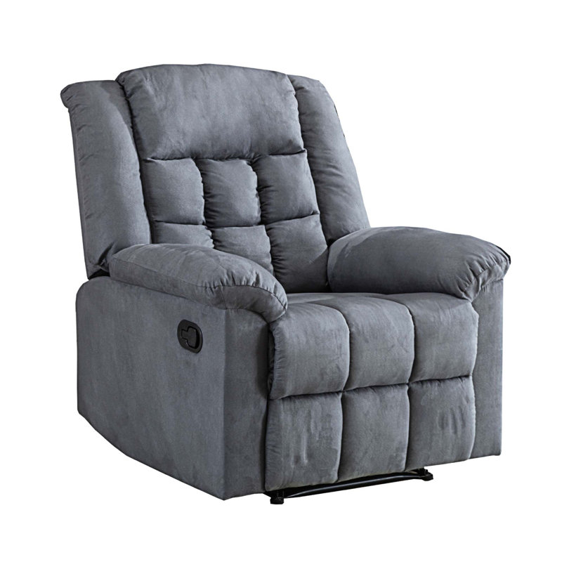 Upholstered Fabric Recliner, Gray Fabric