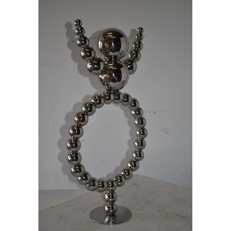 Modern Abstract Of A Happy Man Metal Chrome Balls Statue Size: 14" X 6" X 26"H