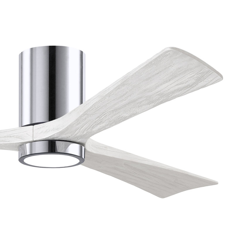 Olivier à 3 pales DEL standard avec ventilateur de plafond et ensemble d'éclairage inclus, Chrome poli, Blanc mat, 60"