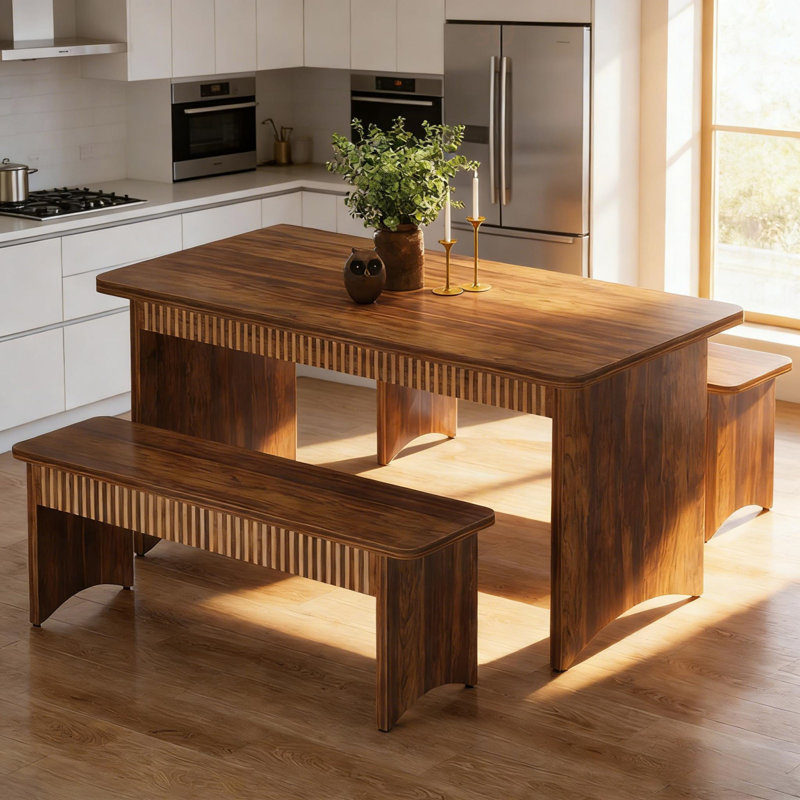 Ensemble de table de salle à manger de style campagnard 3 pièces, peu encombrant et polyvalent pour la maison et le bureau, ensemble de table de salle à manger