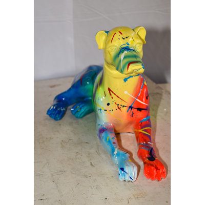 Modern Graffiti Sitting Greyhound Dog Resin Statue 22" x 9" x 11"H