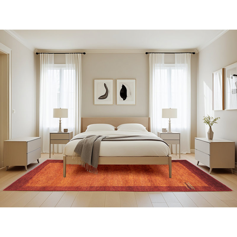 Tapis contemporain orange / rouge, Rectangle 5 pi x 8 pi