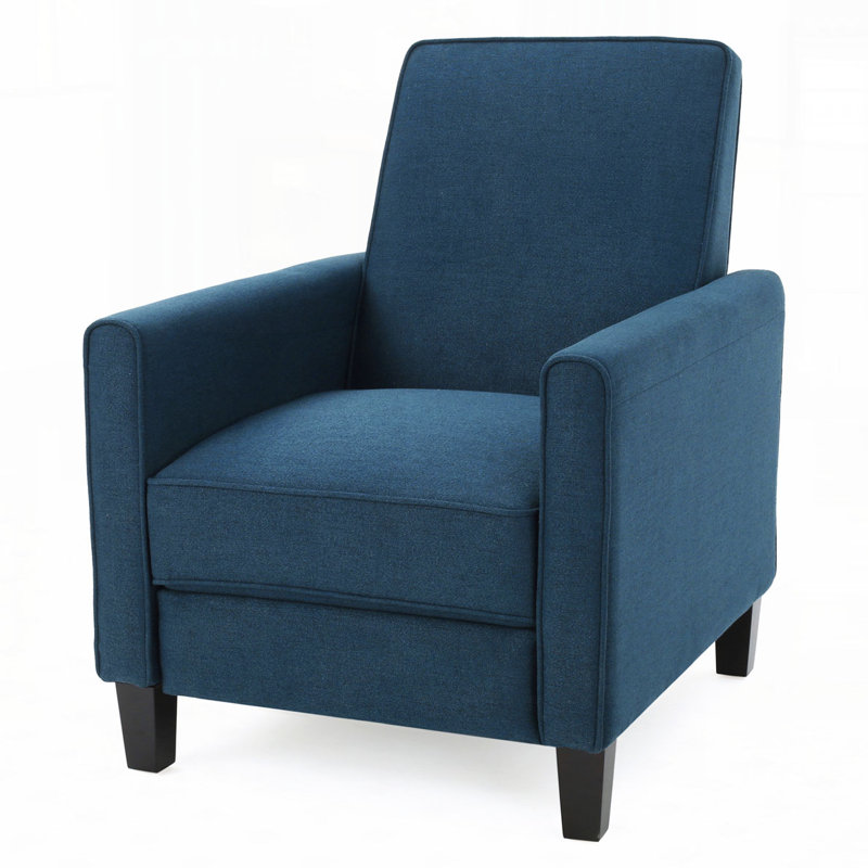 Push Back Manual Recliner Chair, Navy Blue