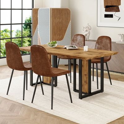 Ensemble de table de salle à manger 67 po pour 4-6 personnes - Ensemble de cuisine et salle à manger avec table rectangulaire et chaises rembourrées