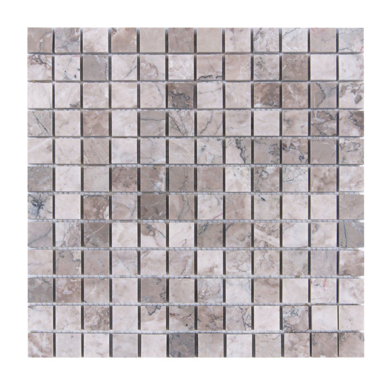 12" x 12" Marble Grid Mosaic Wall & Floor Tile, Brown