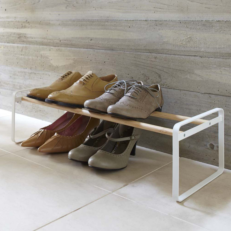 Expandable White Steel Shoe Rack with Stackable Design