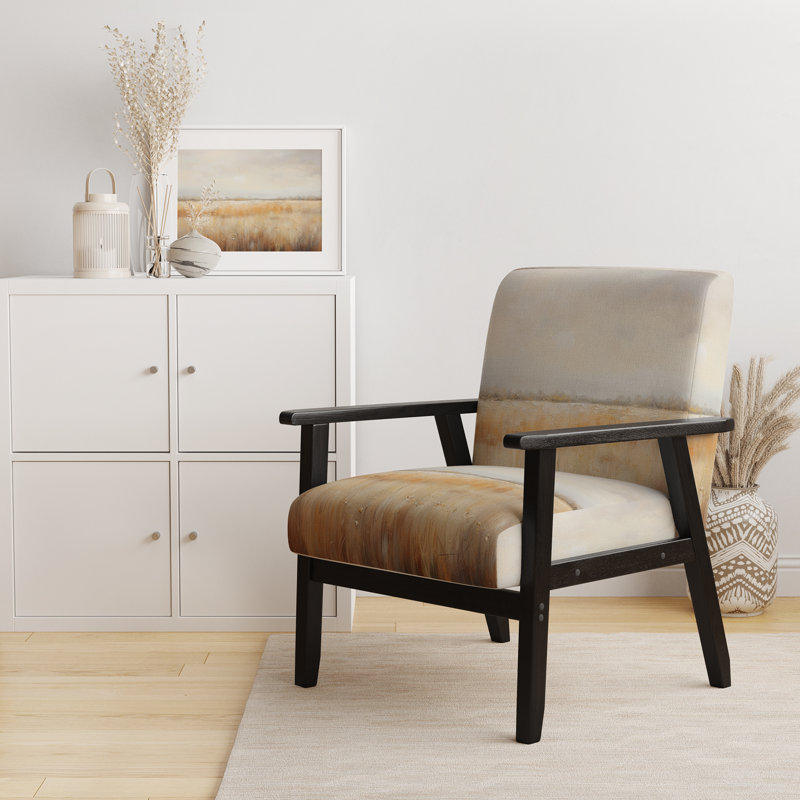 Chaise avec accoudoirs rembourrée Meadow Grasslands Minimalisme I, Accoudoirs carrés noirs