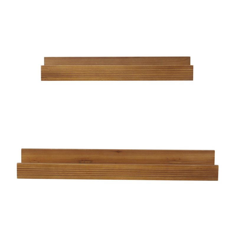 Tablette murale en bois massif 2 pièces Evaro